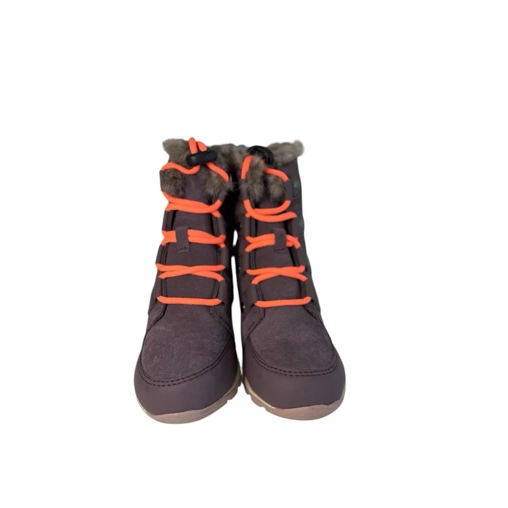 Sorel Whitney‎ Purple Suede Leather Faux FurWaterproof Boots Girls Sz 1Y No Box